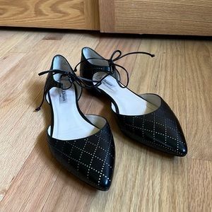 LK Bennett Mikayla D’Orsay Flats | Black Perforated Leather